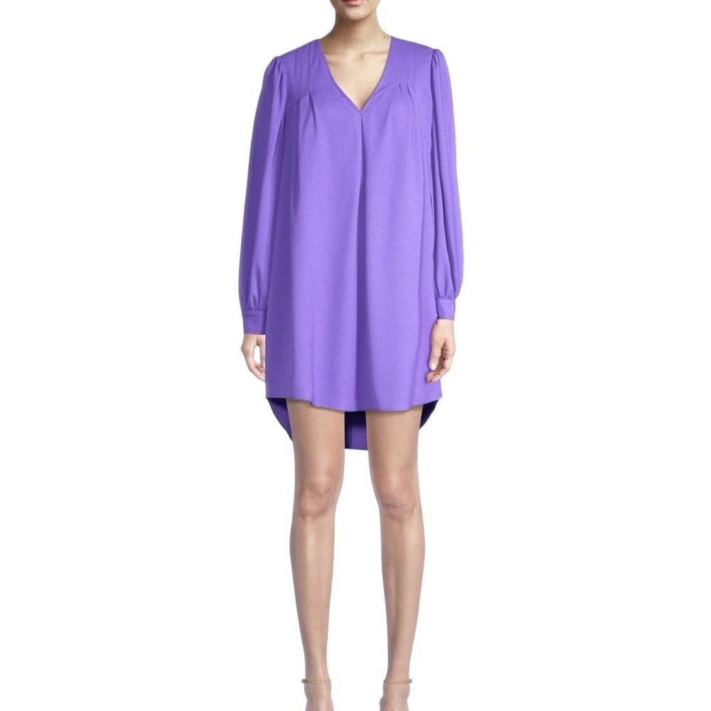 TOCCIN VIOLET PURPLE HIGH LOW V-NECK SHIRTDRESS - NWT